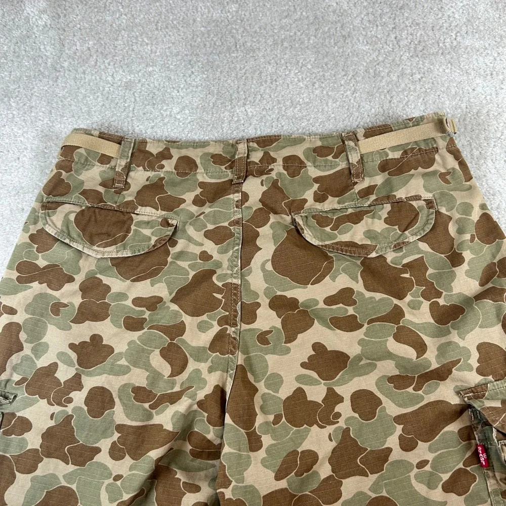 Levis XX Cargo Baggy Pants Men 36x32 Brown Duck Camo Ripstop Relaxed Fit Utility